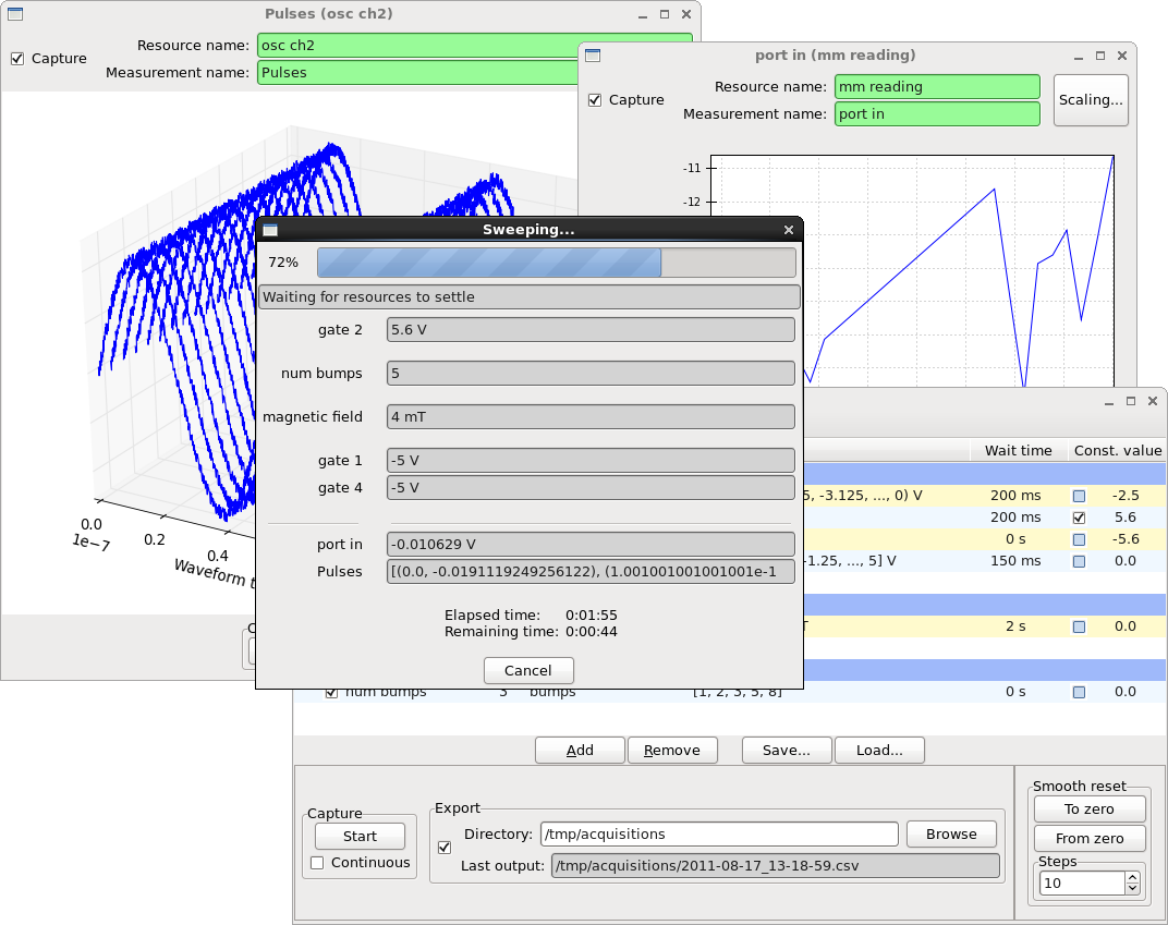 Acquisition application during an acquisition.